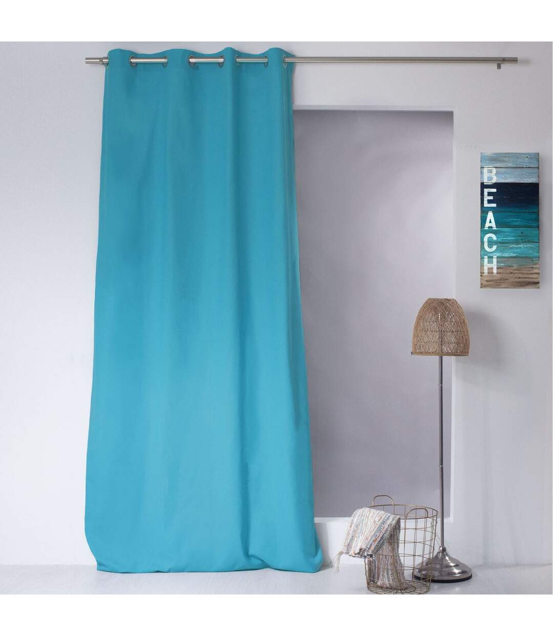 Rideau uni effet bachette - 135 x 240 cm - Turquoise-1