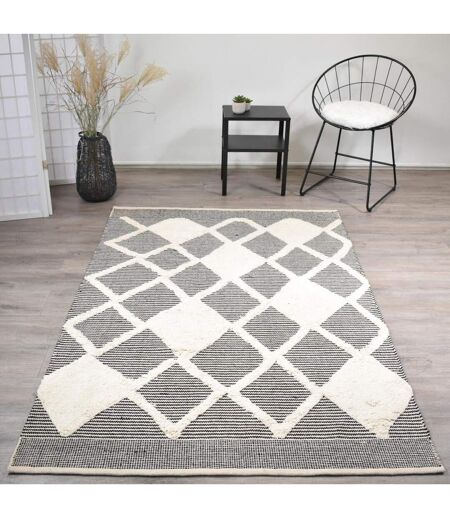 Tapis salon et chambre fait main en coton motif faux uni COTCOLI