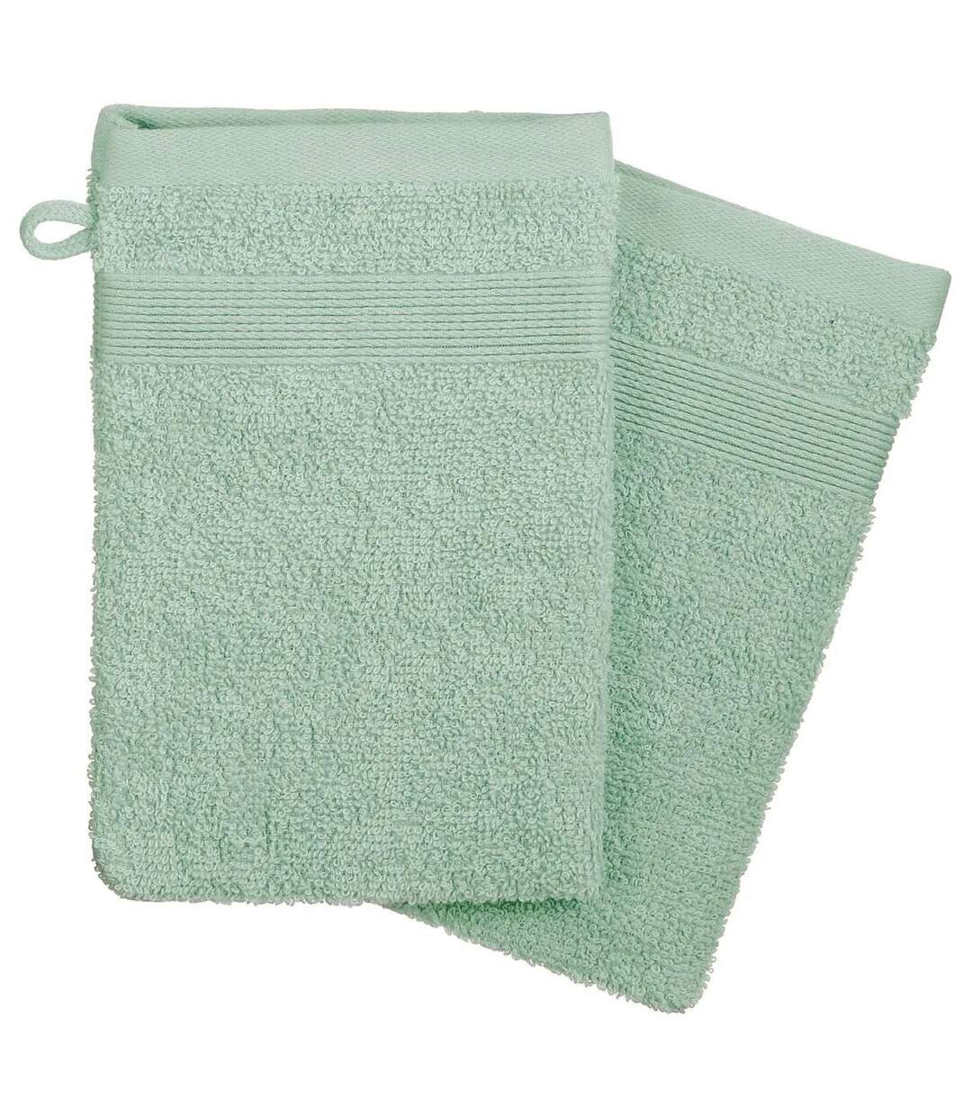 Lot de 2 Gants de Toilette Confort 15x21cm Vert Céladon-1
