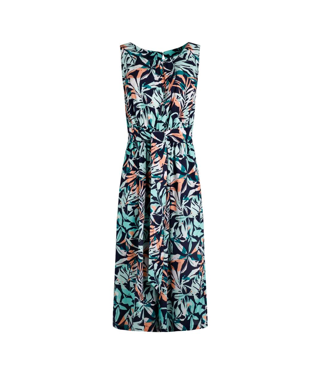 Womens/ladies nalani leaf print eco liva jumpsuit aqua blue Weird Fish-1