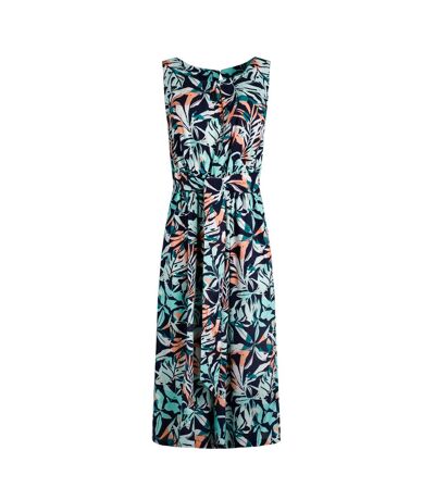 Womens/ladies nalani leaf print eco liva jumpsuit aqua blue Weird Fish