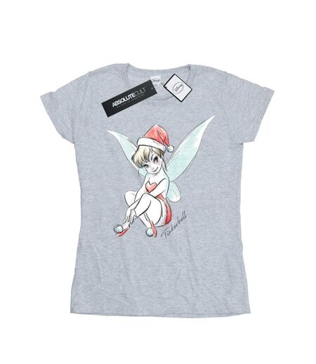 Disney T-shirt en coton Femme/Femme Fée Clochette de Noël (Gris sportif) - UTBI43841