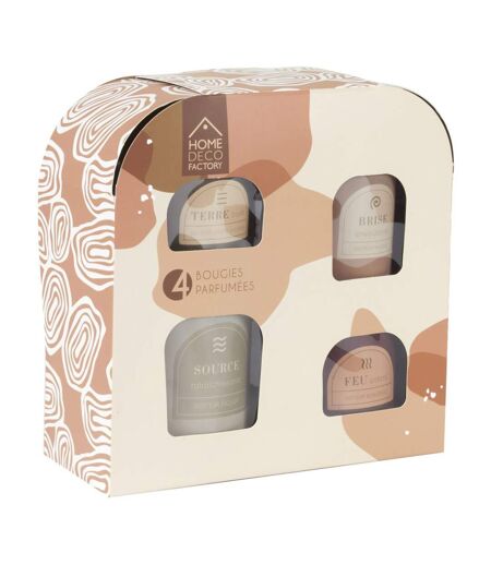 Coffret 4 Bougies Parfumées Éléments 8cm Beige