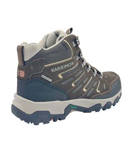 Mens Mount Mid Leather Waterproof Walking Boots Brown Karrimor
