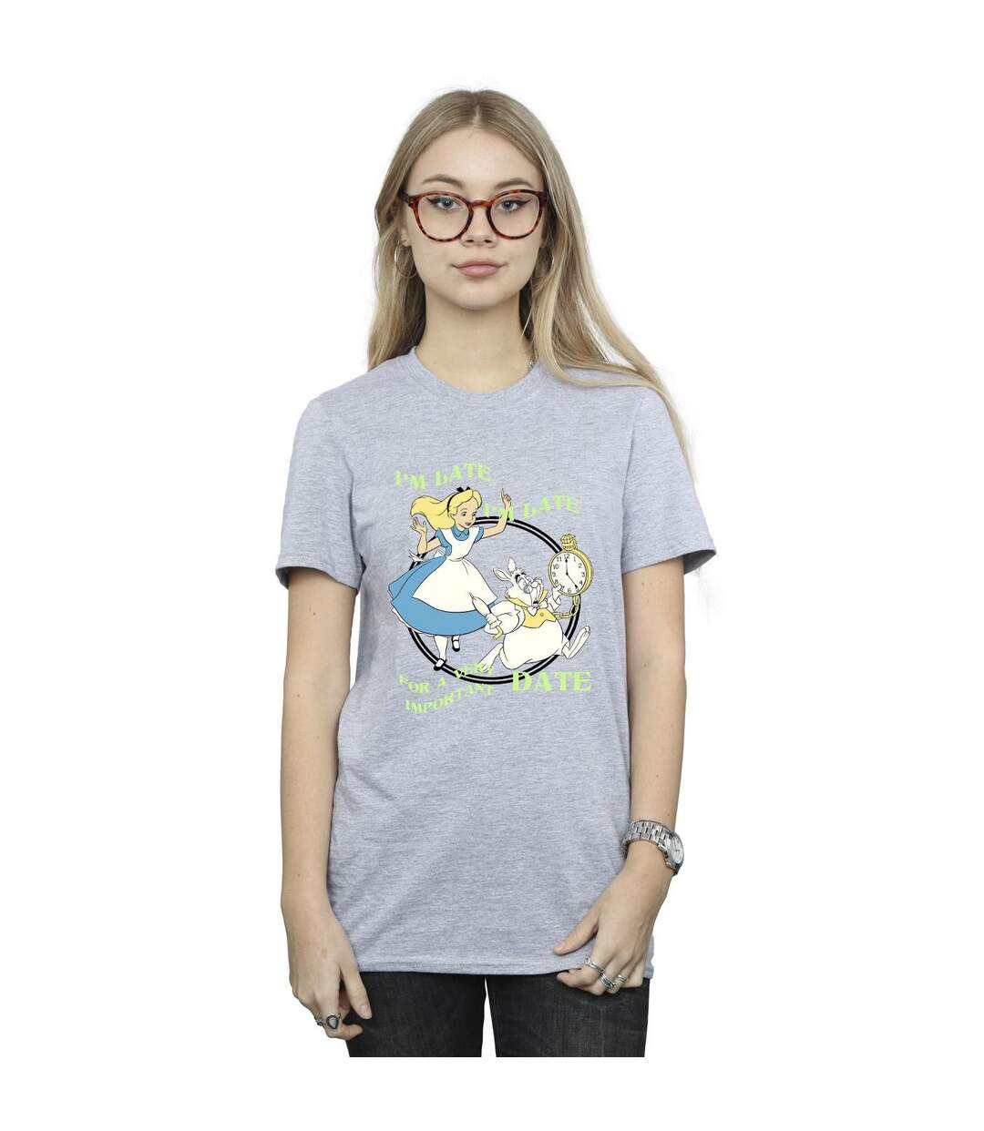 Disney - T-shirt ALICE IN WONDERLAND I'M LATE - Femme (Gris sportif) - UTBI8821-2