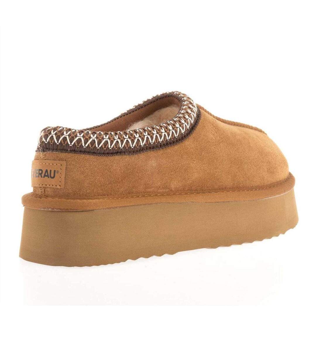 Womens/ladies Wonga Cow Suede Platform Slippers Chestnut EverAu-2