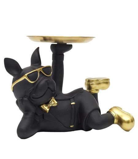 Vide-Poche Statue Bulldog 27cm Noir