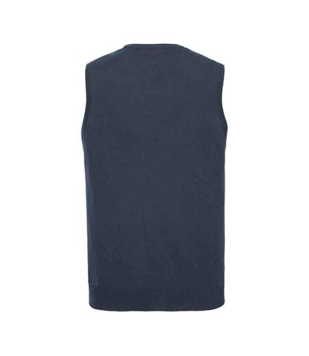 Mens knitted v neck sleeveless sweatshirt french navy Russell Collection