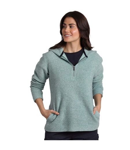 Womens/ladies alisa snow fleece quarter zip hoodie mineral blue marl Weird Fish