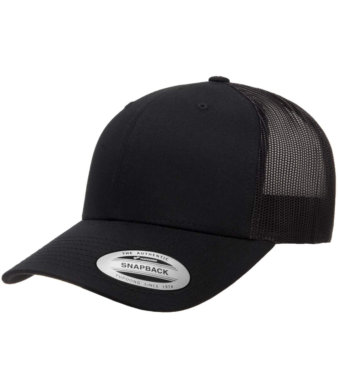 Childrens/kids Retro Trucker Cap Black Flexfit-3