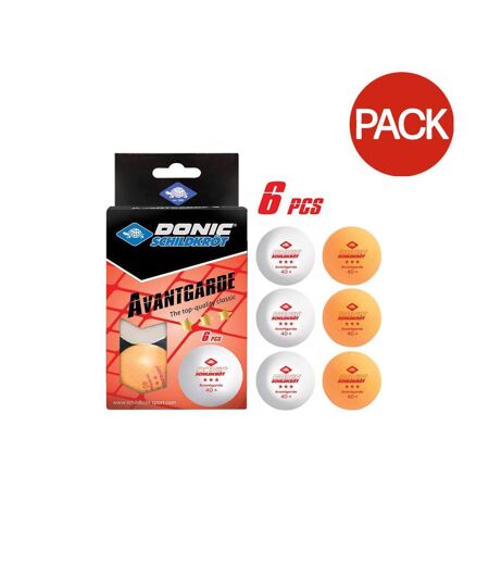 Pack of 6  Avantgarde poly 3 star table tennis balls  one size white/orange Donic-Schildkroet