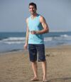 Pack of 3 Men's Plain Tank Tops - Blue Turquoise White  Atlas For Men