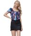Robe manches courtes chic en noir et bleu avec imprimé floral, parfaite pour briller en toute occasion-1