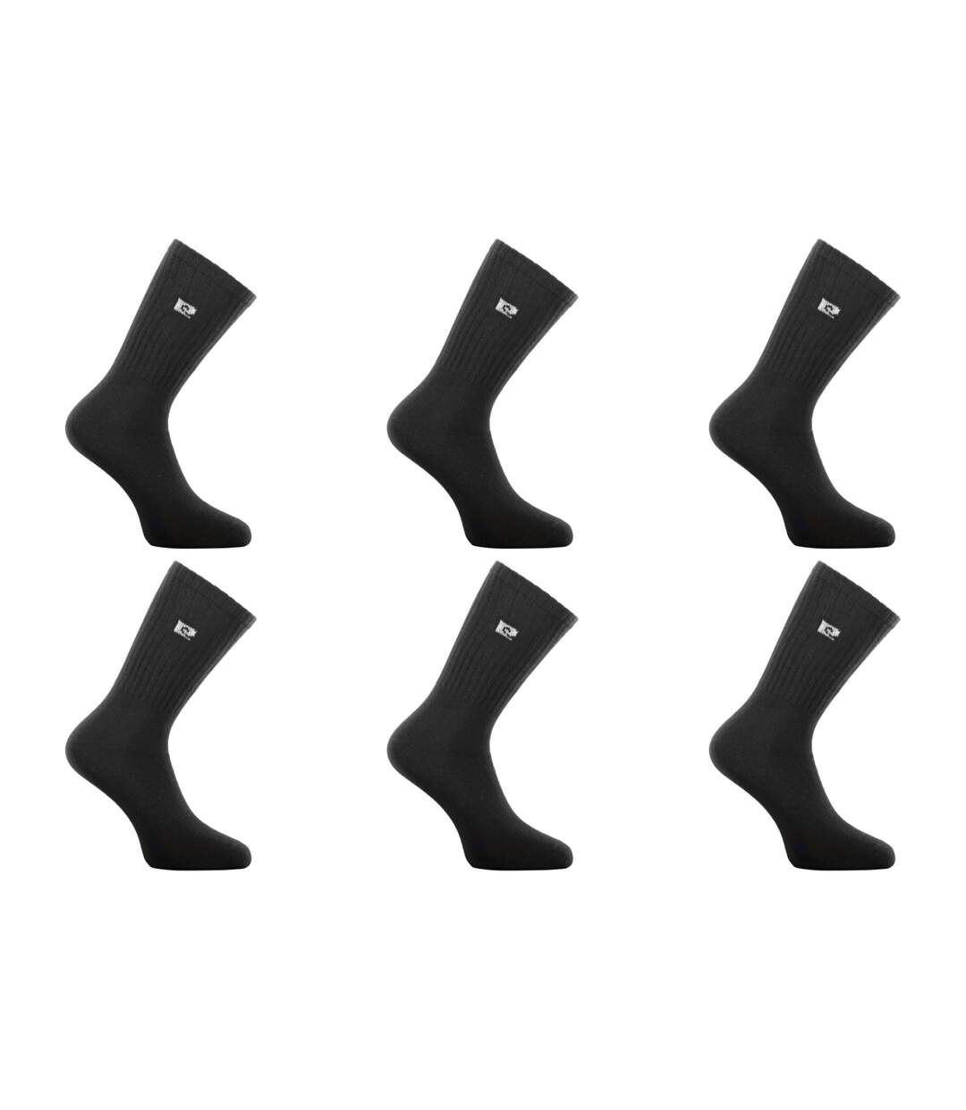 Lot de 6 paires de tennis homme uni logo noir 120 aiguilles Spugna Pierre Cardin-1