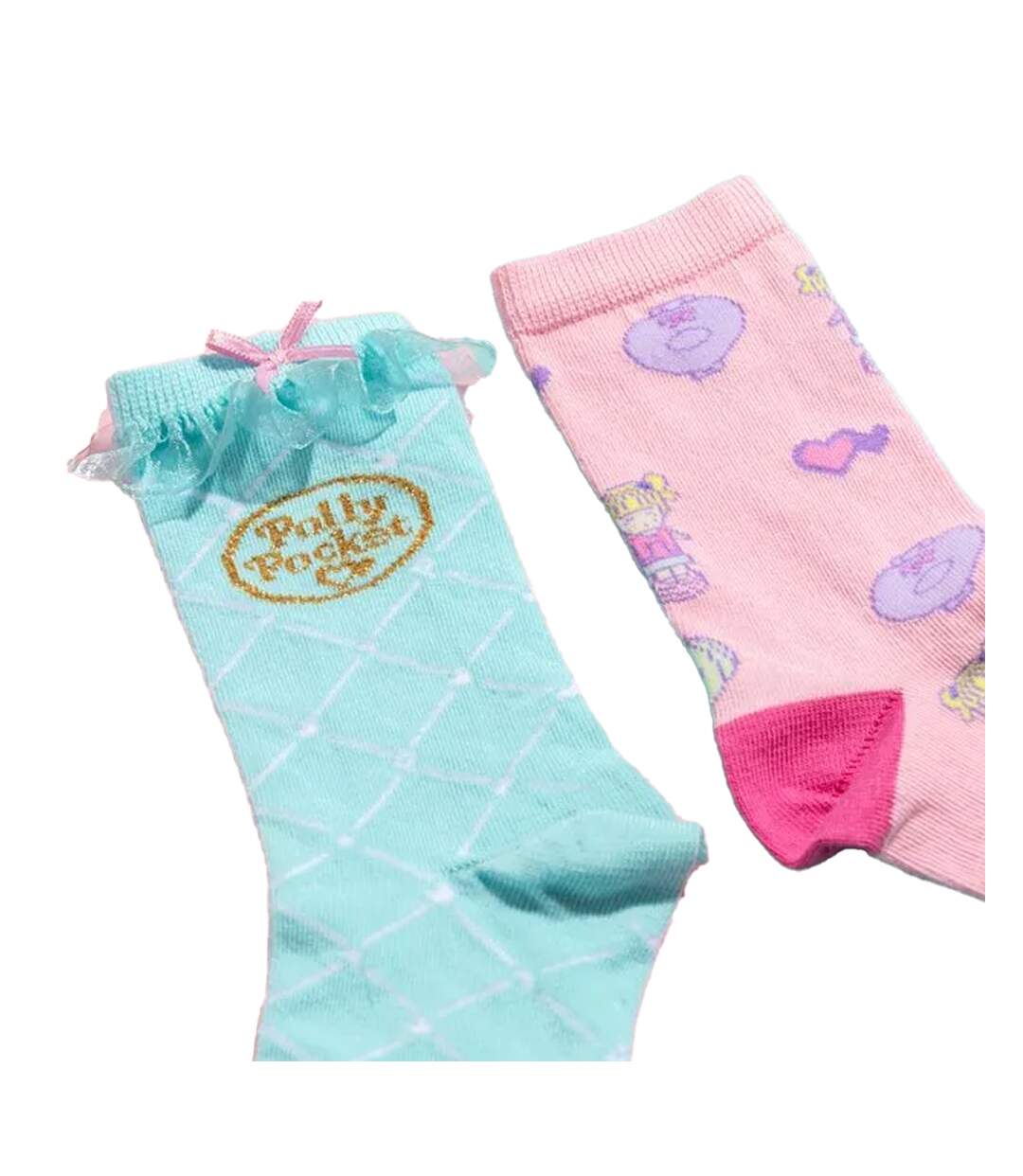 Pack Of 2  Unisex Adult Crew Socks  Blue Pink Polly Pocket-3