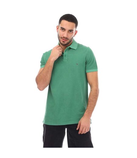 Mens Garment Dyed Regular Polo Shirt Green Tommy Hilfiger