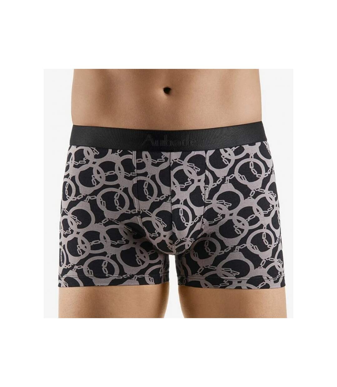 AUBADEMEN Boxer Homme Coton Modal BLCU Noir Rose-1