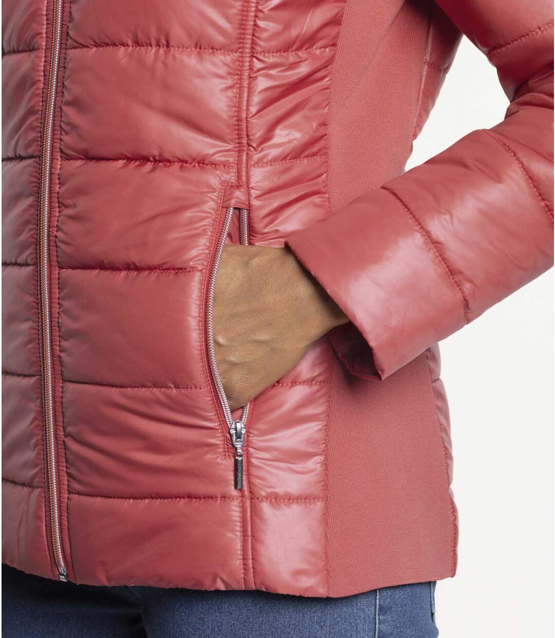 Korálová prešívaná bunda na zips Atlas For Men
