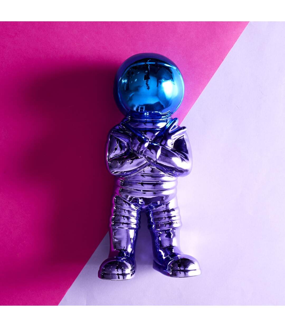 Statuette Astronaute Electroplate 33cm Multicolore-4