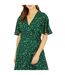 Robe Portefeuille Manches Volantées Motif/style Imprimé Léopard Femme Vert Mela London-4