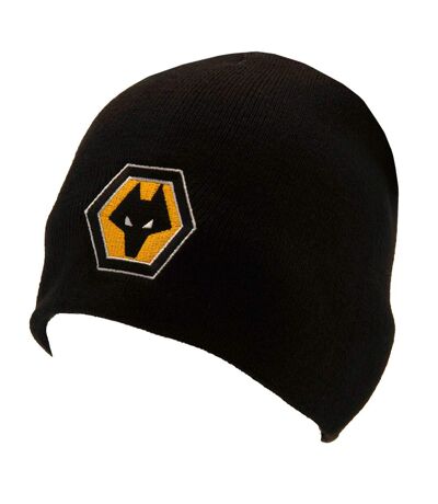 Wolverhampton Wanderers FC Unisex Adult Crest Beanie (Black/Yellow) - UTTA11044
