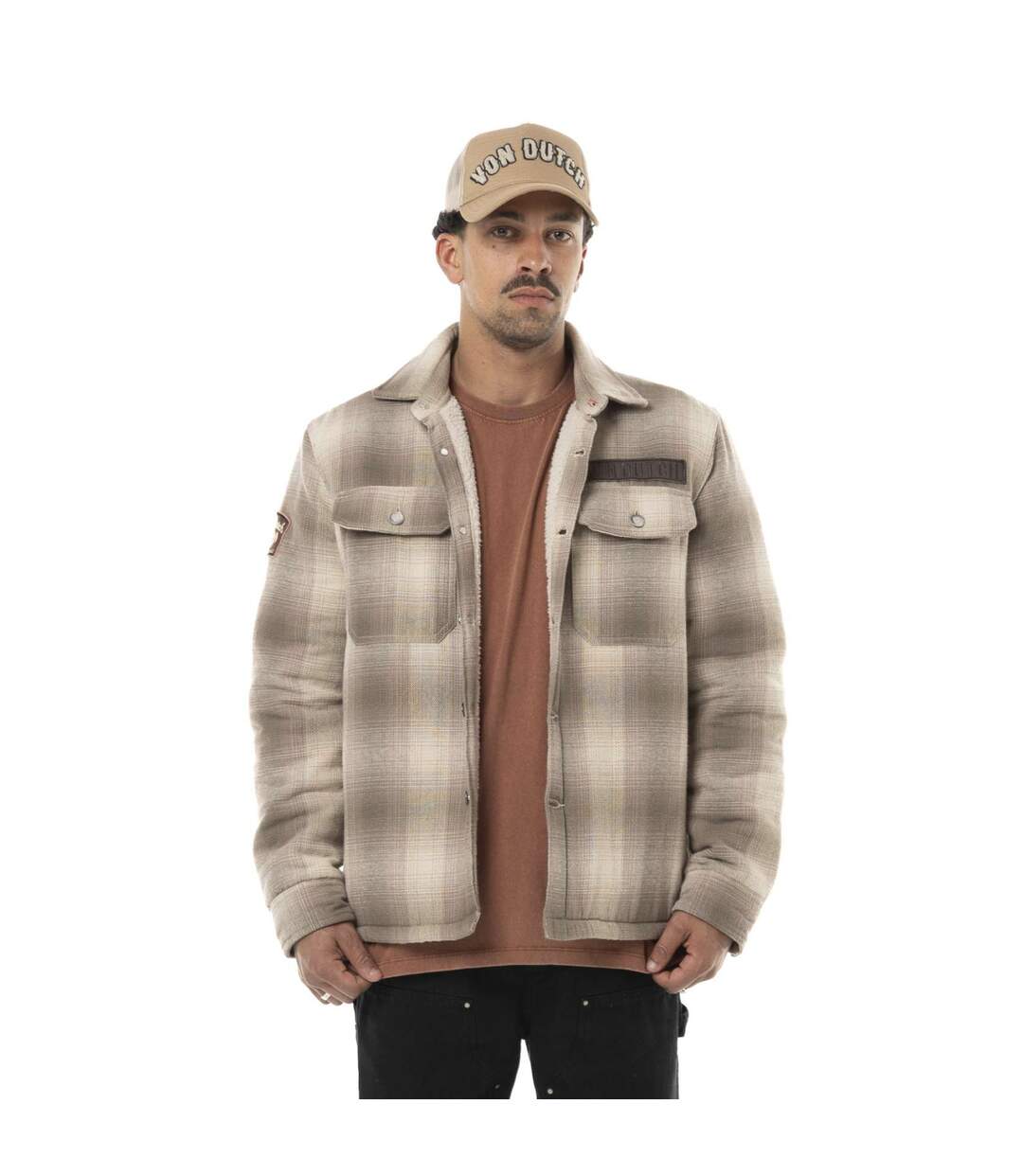 Sur Chemise homme en flanelle à carreaux doublée sherpa Heaven Vondutch-1
