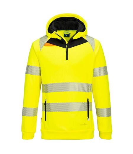 Unisex adult dx4 hi-vis quarter zip hoodie yellow/black Portwest
