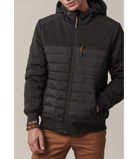 Blouson en bimatière, poche zippée sur la potrine, et 2 poches zippées devant, capuche CEDAR