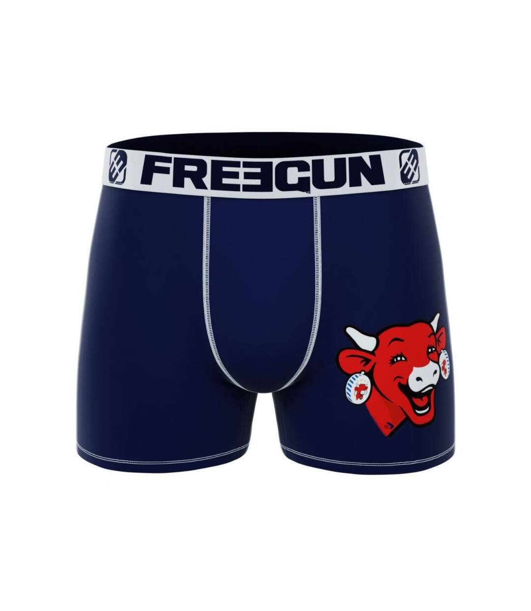 FREEGUN Boxer Homme Microfibre MIN3 Marine Rouge LA VACHE QUI RIT-1