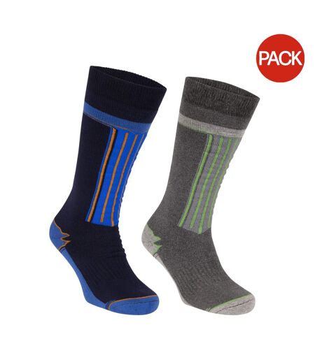 Chaussettes de ski winski adulte bleu marine / gris foncé Trespass