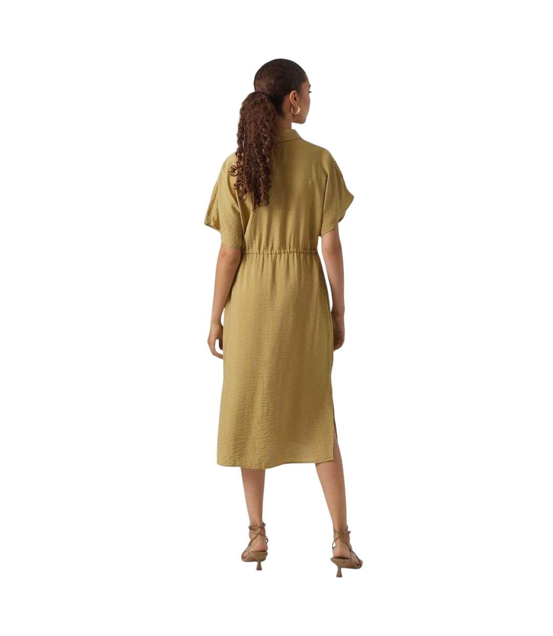 Robe Chemisier Mi-longue Iris Femme Kaki Vero Moda-3