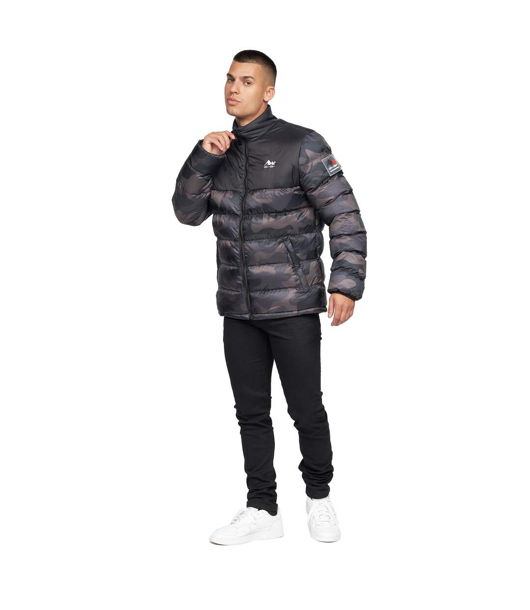 Mens Carlito Camo Oversized Padded Jacket Black Born Rich-1