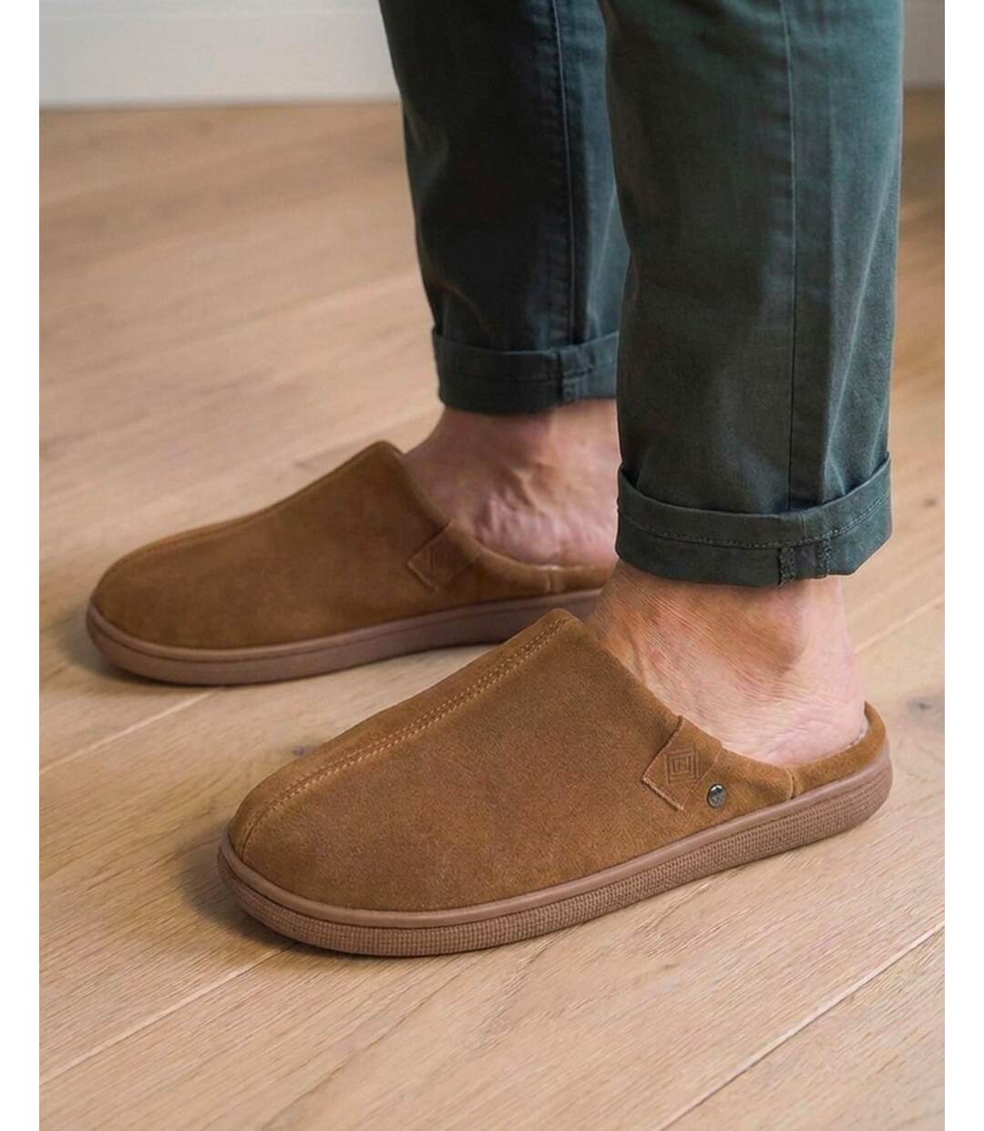 Isotoner Chaussons Mules homme cuir extra confort-2