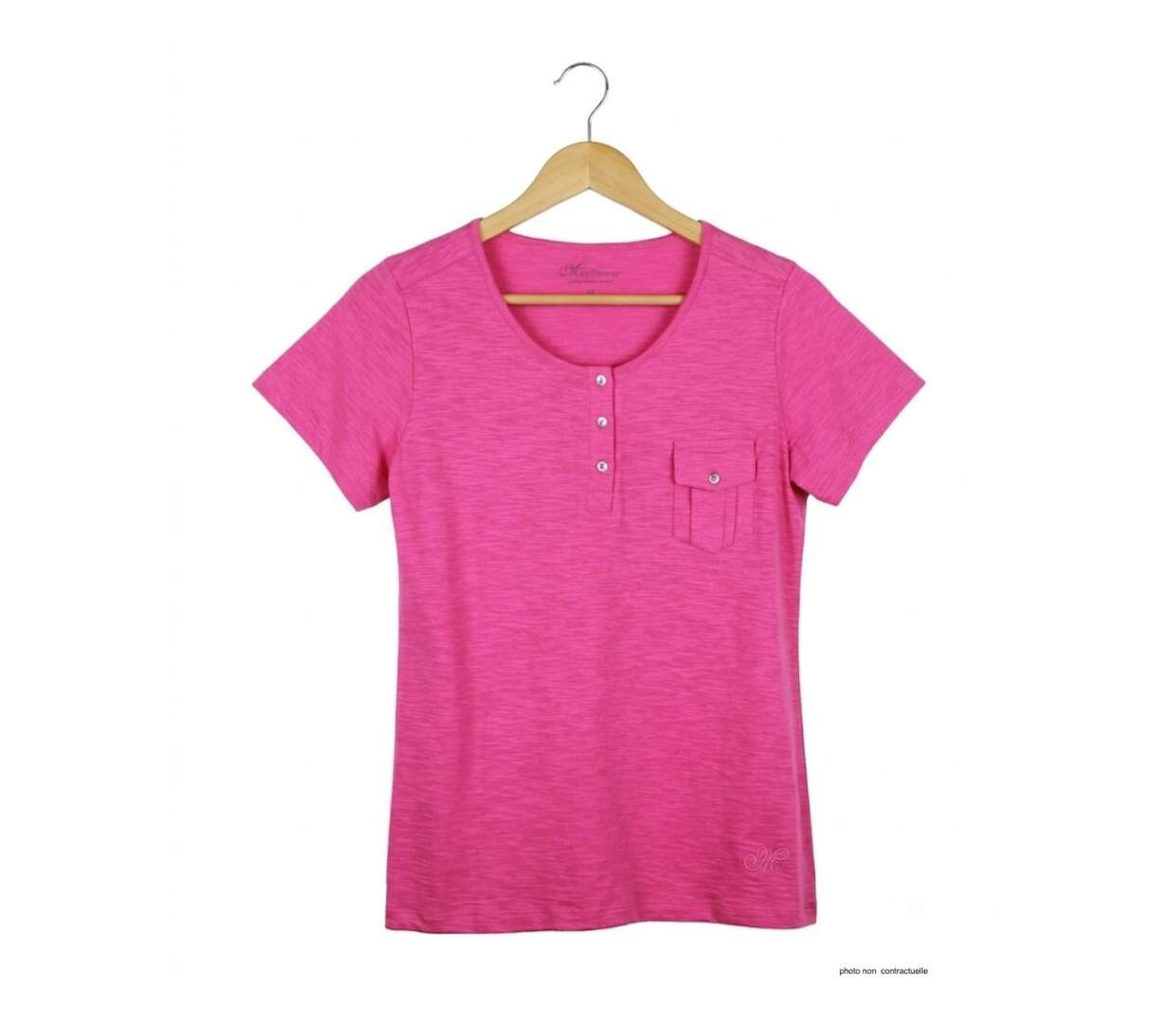 Tee-shirt MAYFLOWER ASSIS3F Rose Fuchsia : l'éclat du coton avec col boutonné-2