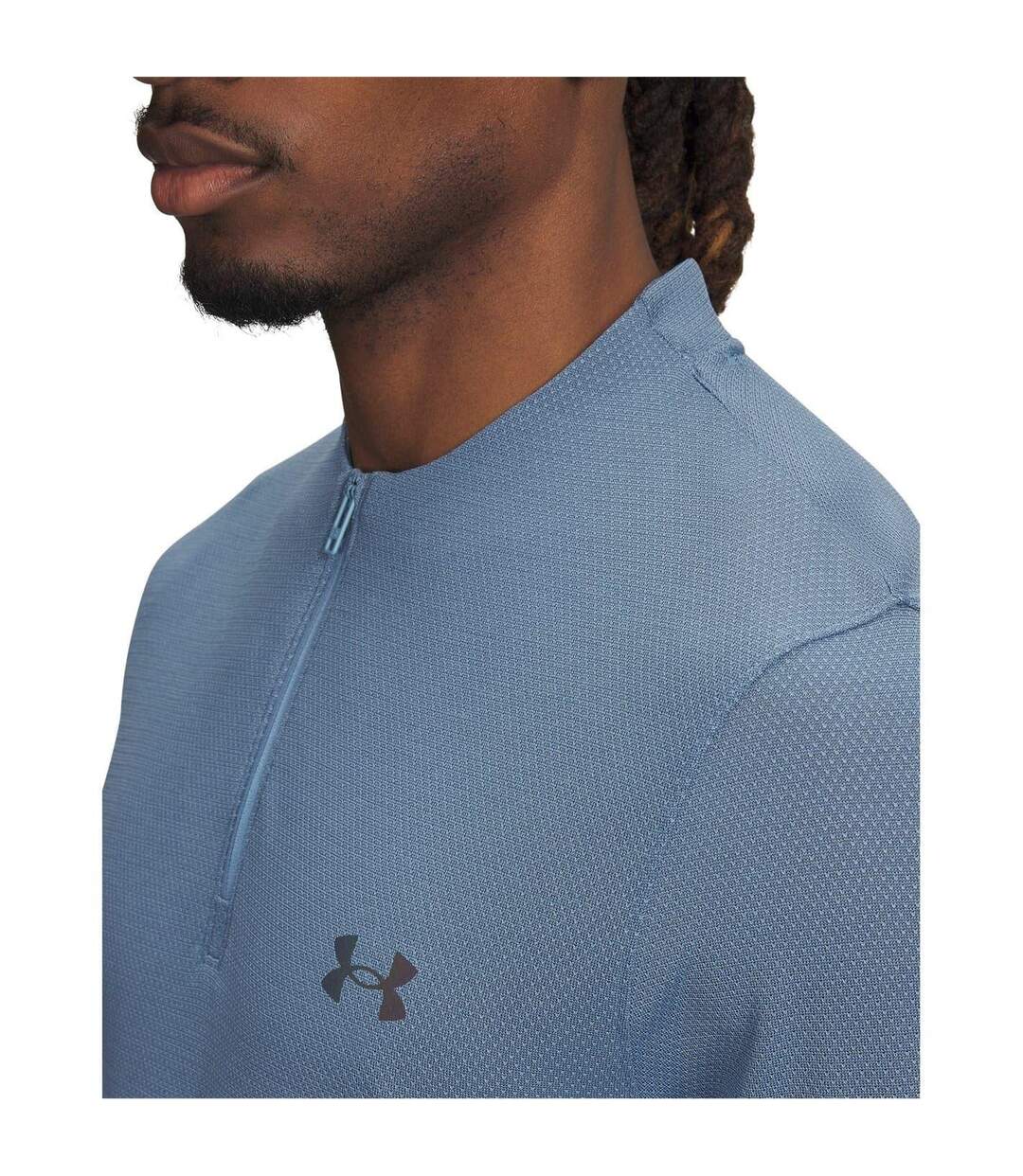 Mens Rush Long-sleeved Technical Top Blue Smoke Under Armour-3