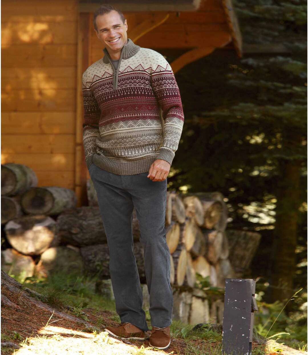 Graue Stretch-Kordhose-2