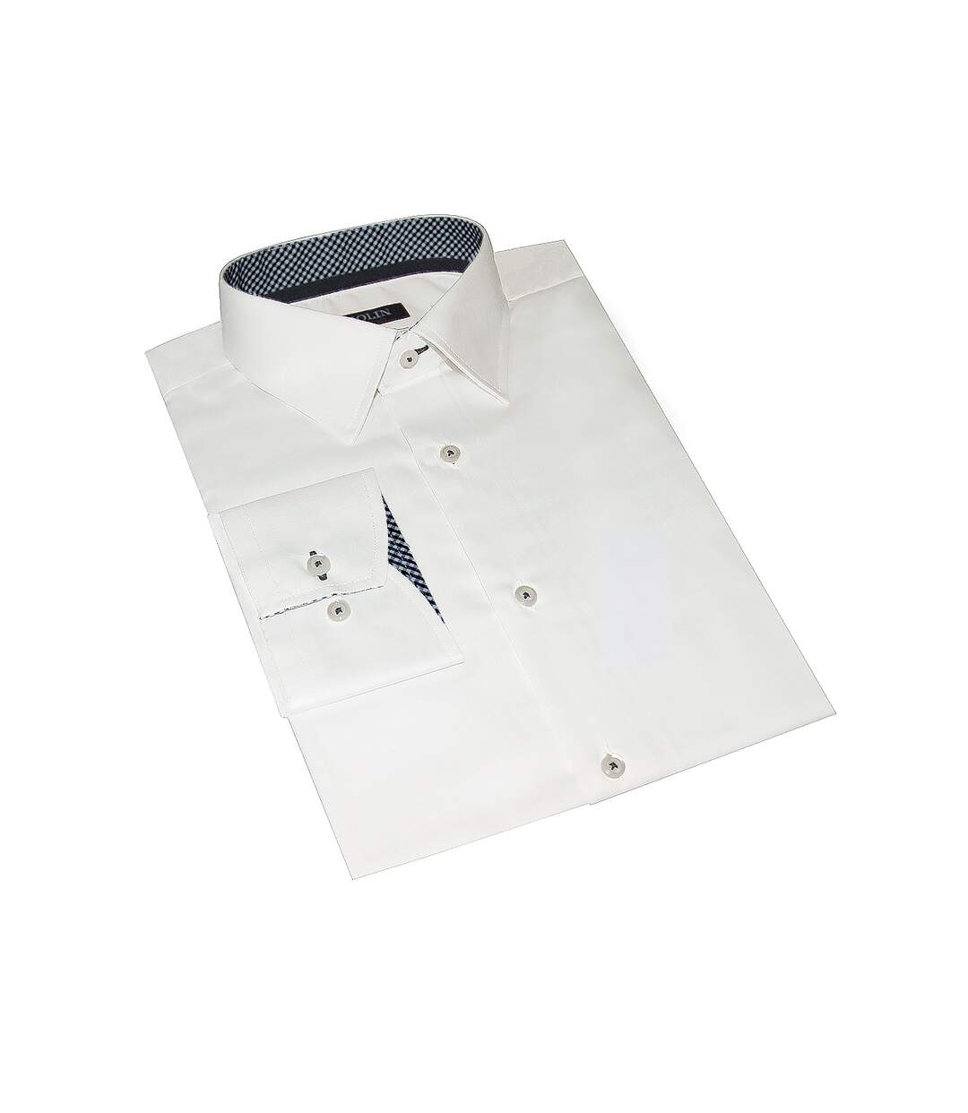 Chemise en Coton Blanche/Vichy Marine