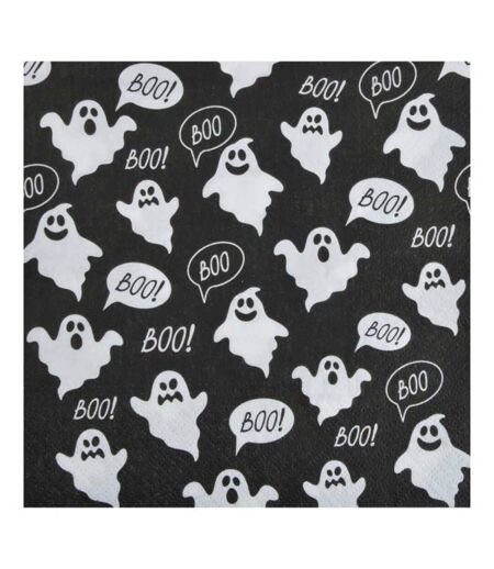 Lot de 20 Serviettes en Papier Fantômes 33x33cm Noir