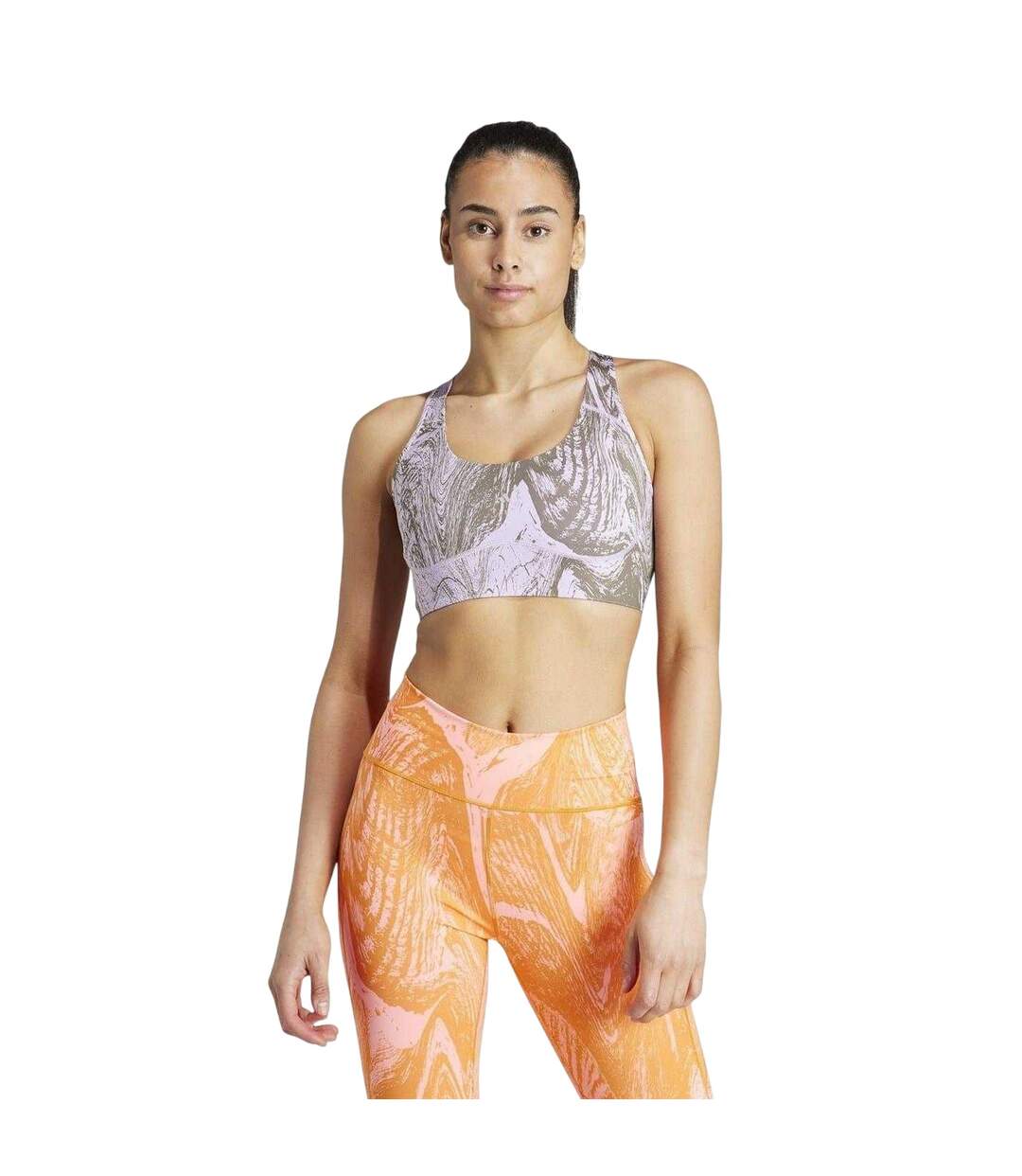 Brassière De Sport Entraînement Femme Violet Kaki Adidas-1