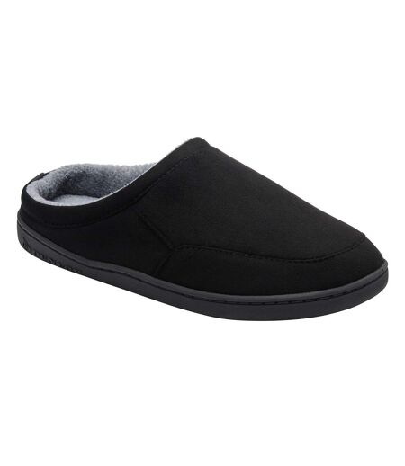 Dunlop - Mules homme aspect daim noires ouvertes à l’arrière
