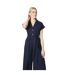 Womens/ladies linen blend belt jumpsuit navy Principles