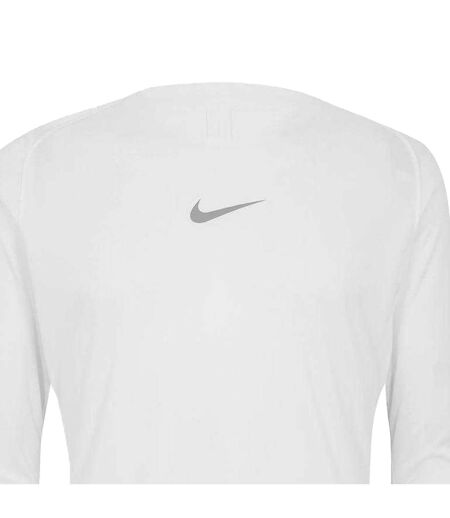 Womens/ladies Crew Neck Slim Long-sleeved Base Layer Top White Cool Grey Nike