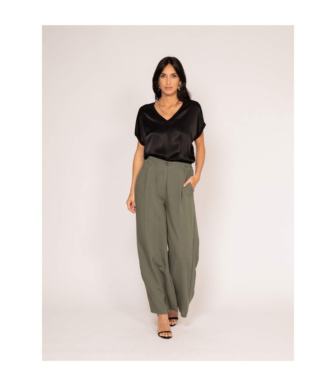 T-shirt col V satin FENTA - Dona X Lisa-4
