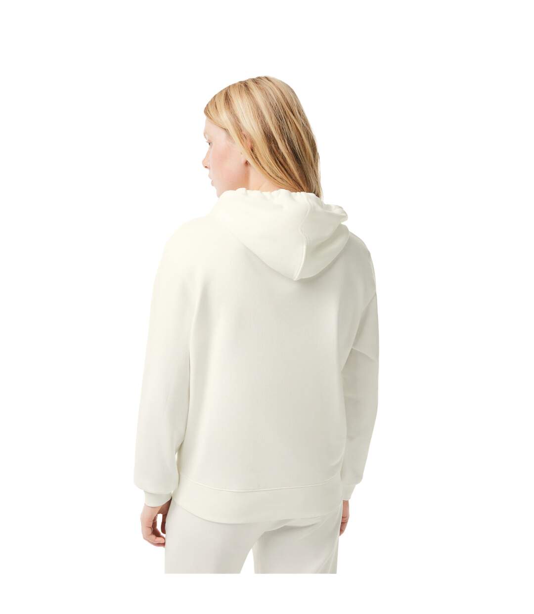 Womens/ladies Fleece Relaxed Fit Hoodie Cream Lacoste-3