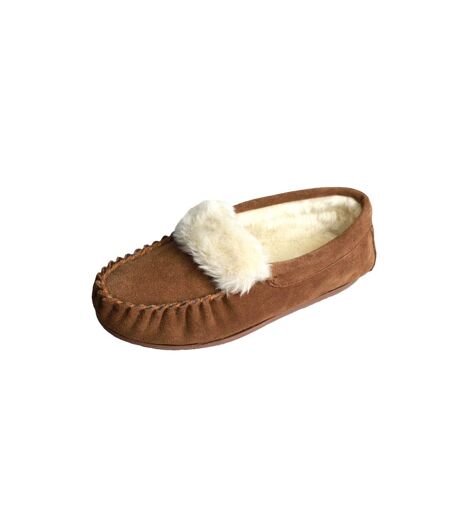 Eastern Counties Leather Womens/Ladies Zoe Plush Lined Moccasins (Camel) - UTEL284