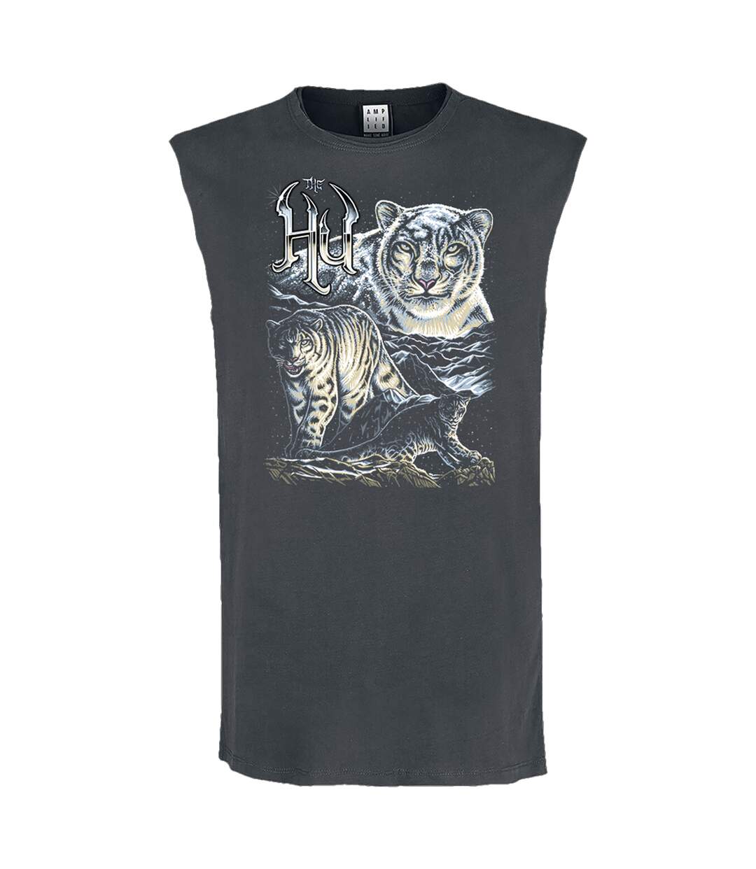 Unisex Adult Snow Leopards The Hu Sleeveless Tank Top Charcoal Amplified-1