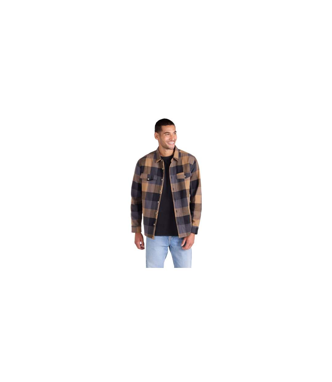 Mens Seth Bonded Fleece Jacket Dark Beige Animal-1