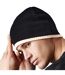 Beechfield Unisex Two-Tone Knitted Winter Beanie Hat (Black/Stone) - UTRW242-2