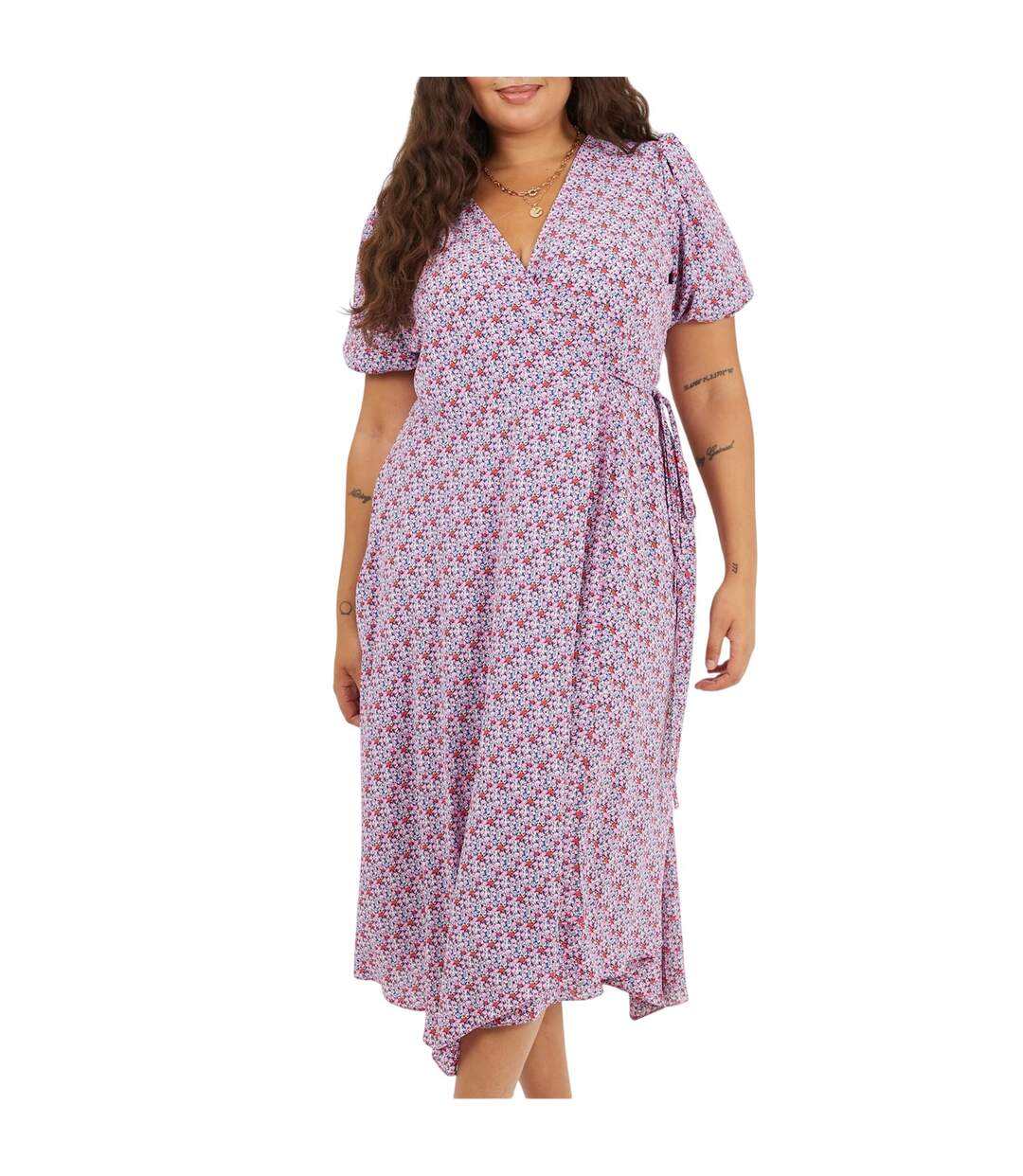 Robe Portefeuille Manches Courtes Motif/style Floral Femme Rose Brave Soul-2