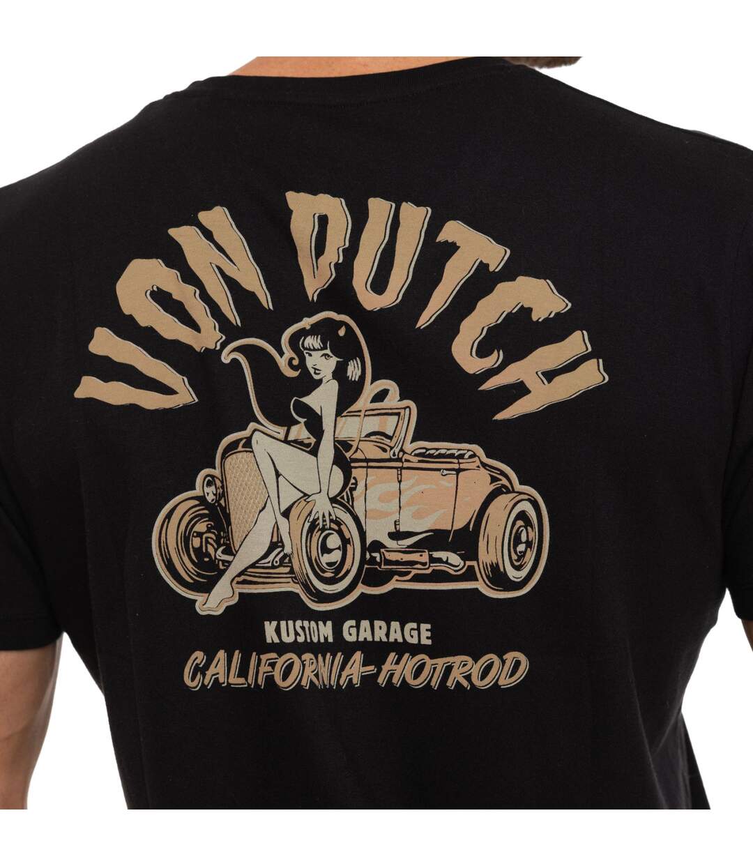 T-shirt homme col V Regular fit en Jersey imprimé poitrine et dos Hot Vondutch-4